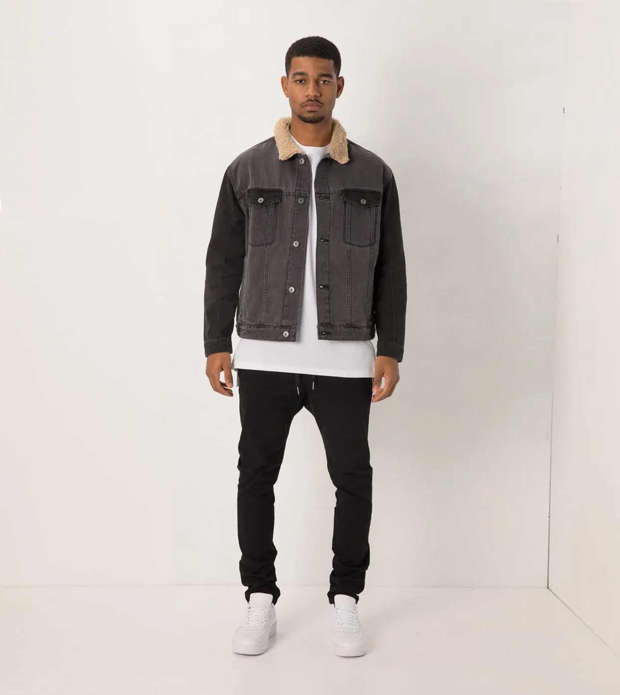 Sherpa Denim Jacket Milled Black - Sale