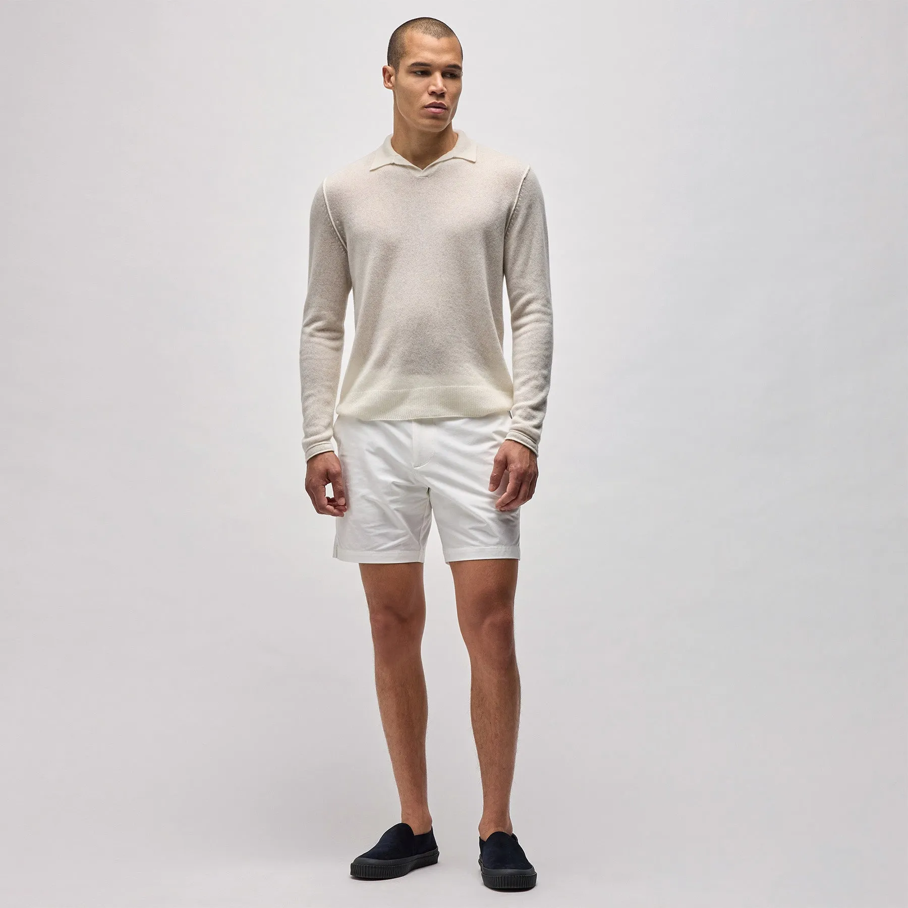 Soft Featherweight Cashmere Polo - Oyster