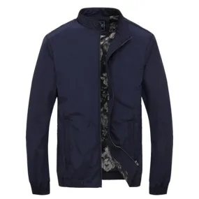 Solid Mandarin Collar Hip Hop Bomber Jacket