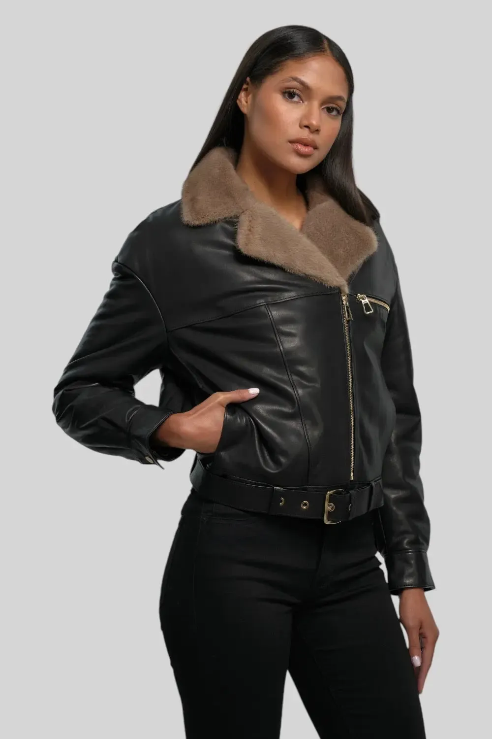 Sophie Classic Leather Bomber