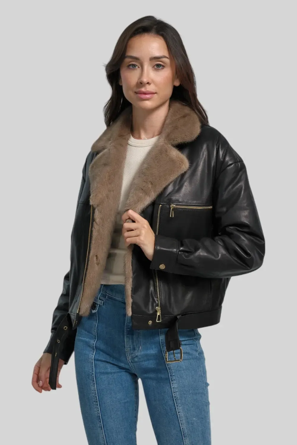 Sophie Classic Leather Bomber