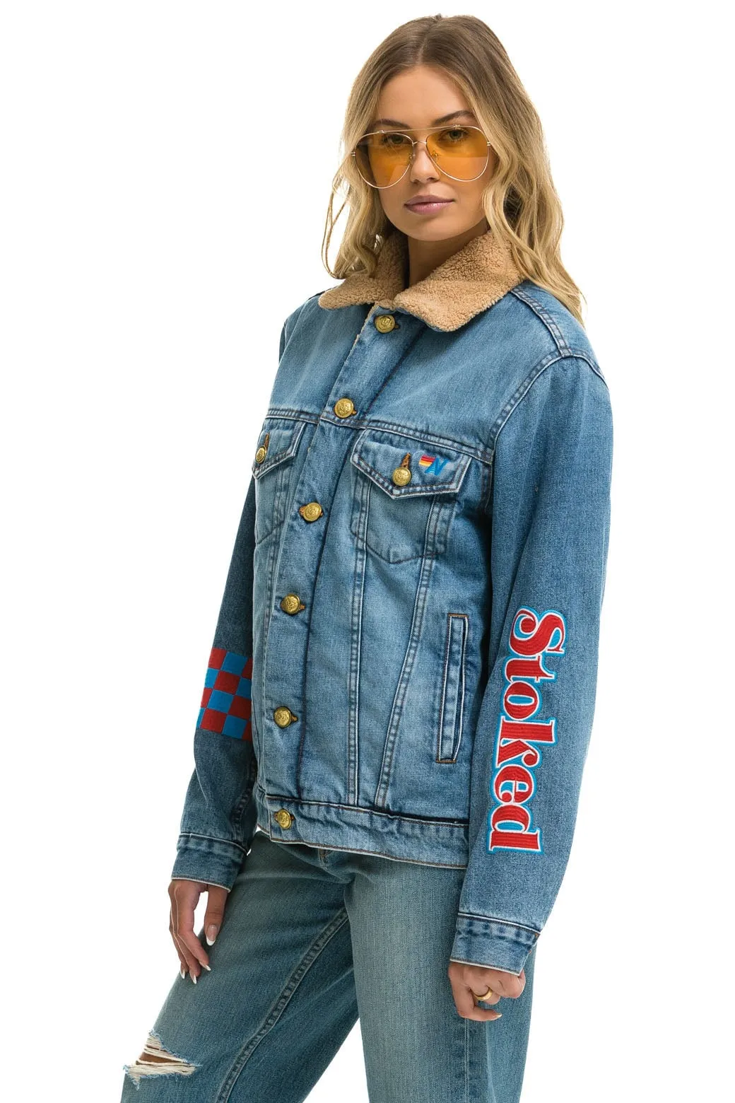 STOKED BOLT SMILEY RANCH SHERPA DENIM JACKET- SUPER LIGHT