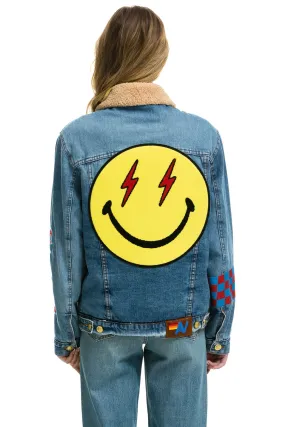 STOKED BOLT SMILEY RANCH SHERPA DENIM JACKET- SUPER LIGHT