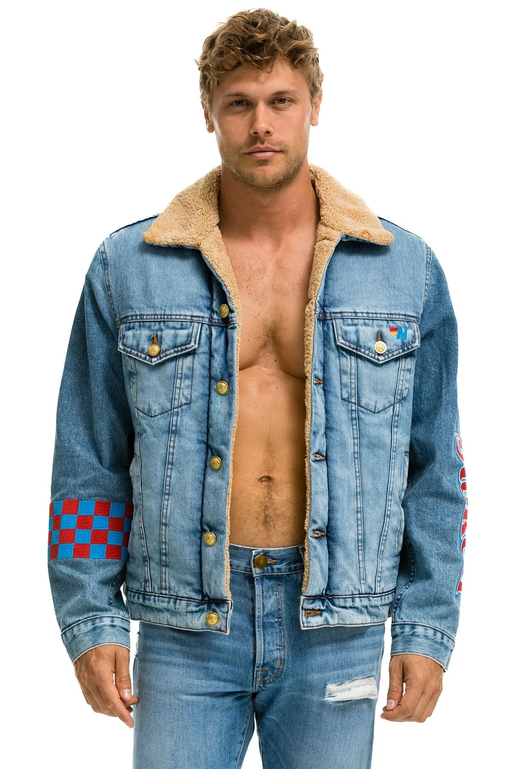 STOKED BOLT SMILEY RANCH SHERPA DENIM JACKET- SUPER LIGHT