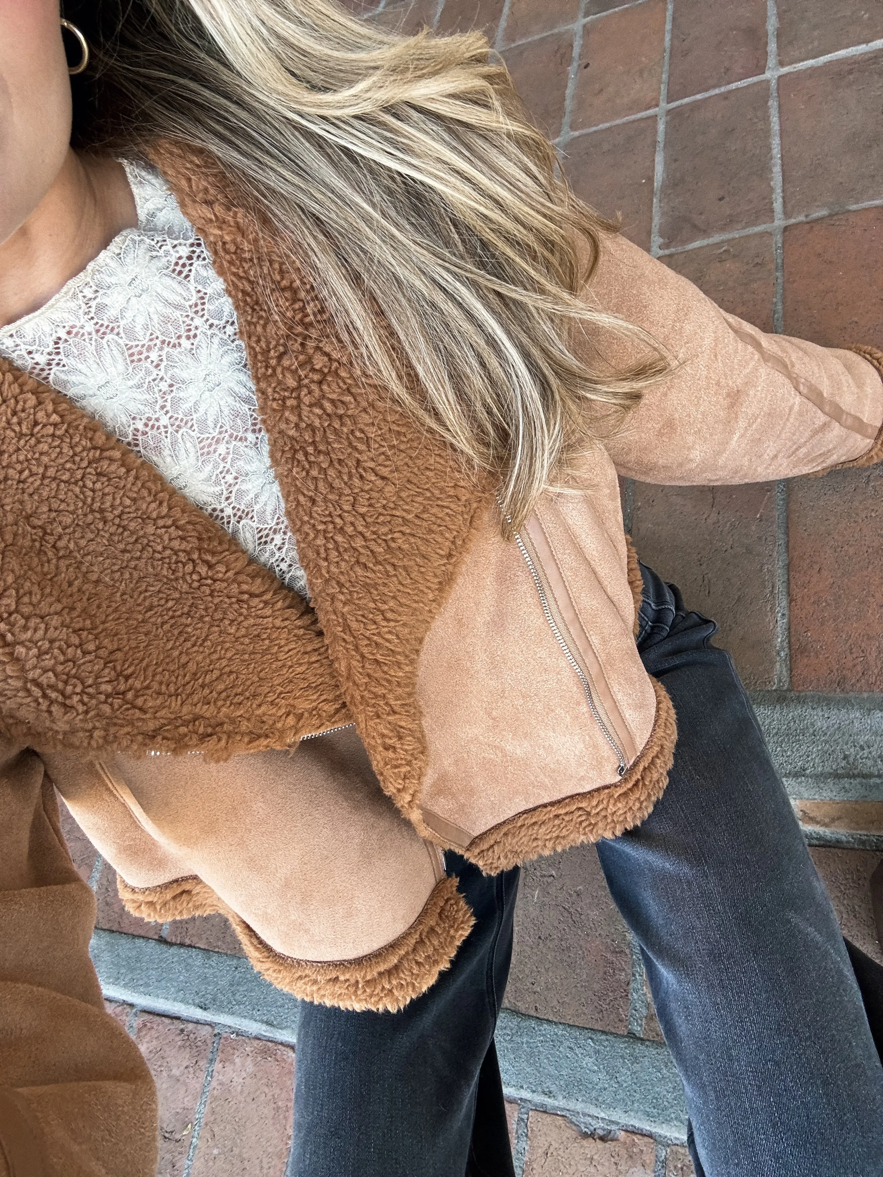 Stop and Stare Sherpa Jacket in Brown