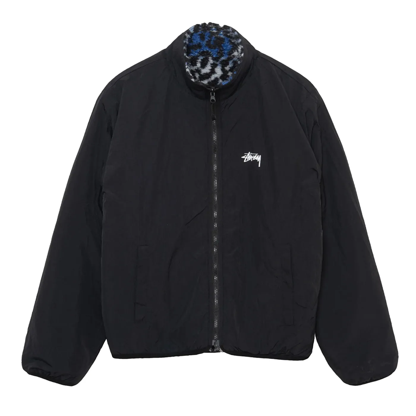 Stussy Reversible Sherpa Jacket - Blue Leopard