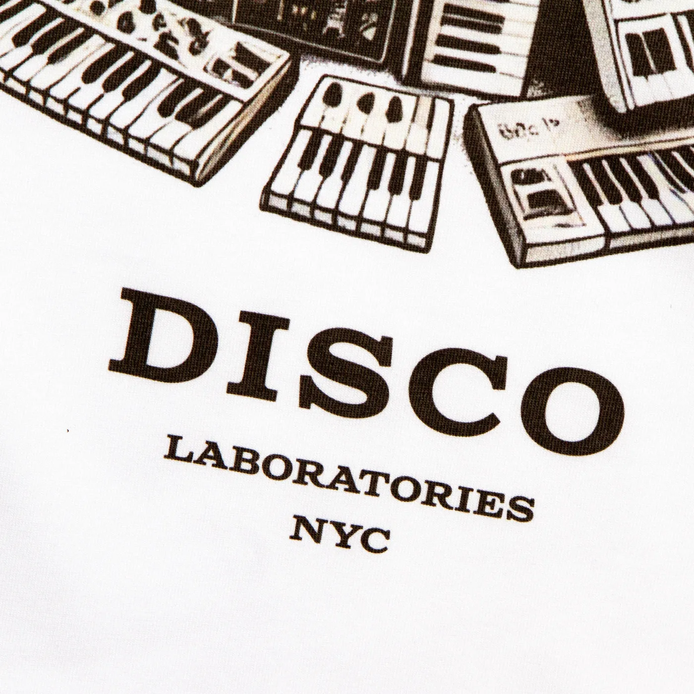 Synthesizer Disco Labs NYC Front Print - Tshirt - White