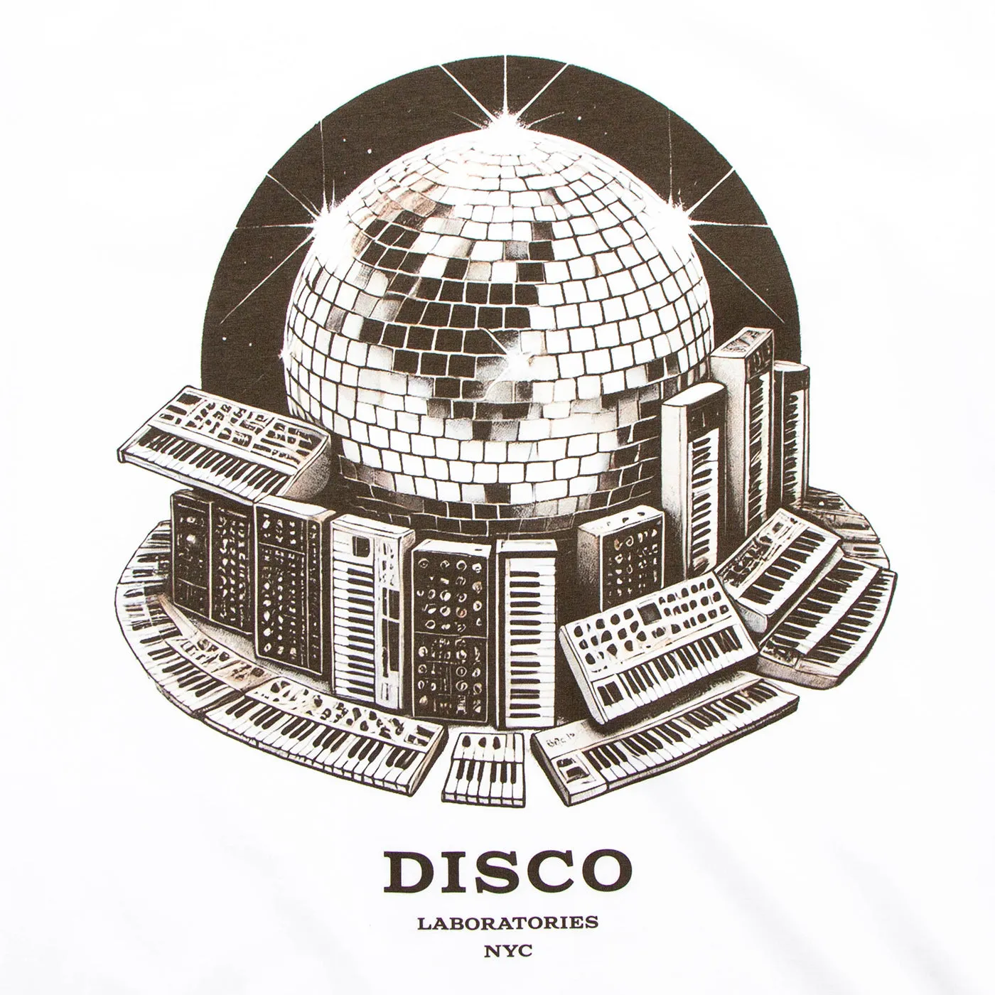 Synthesizer Disco Labs NYC Front Print - Tshirt - White