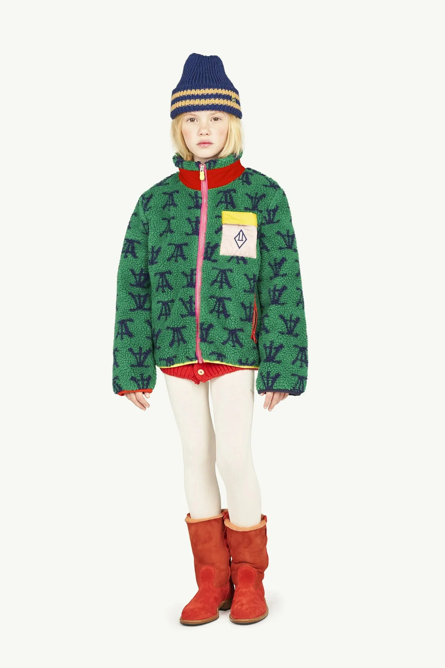 The Animals Observatory x Save The Duck - Kids Sherpa Pullover Jacket - Green - 10Y