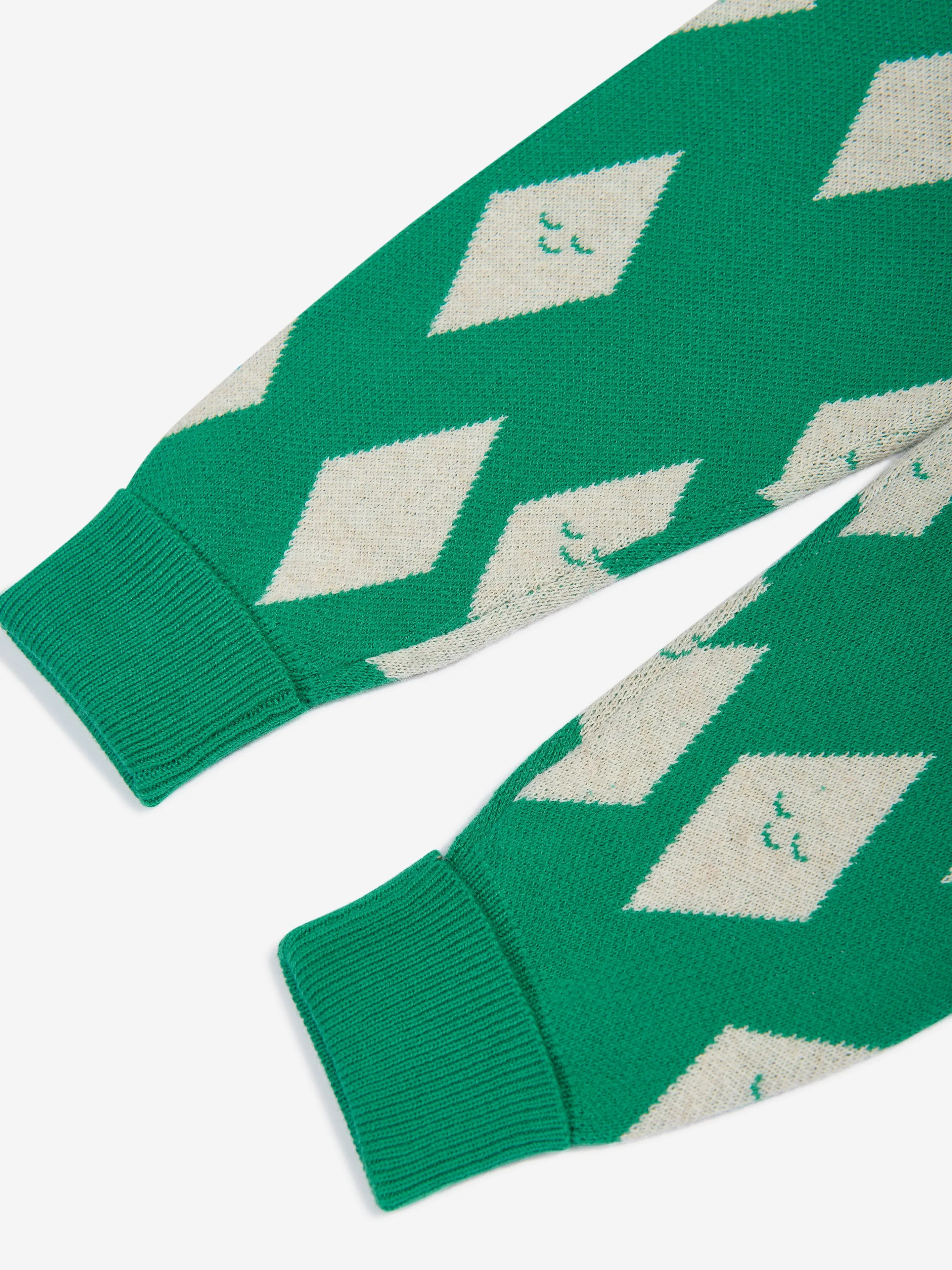 The Bonnie Mob Kids Alden Diamond Knit Joggers in Green