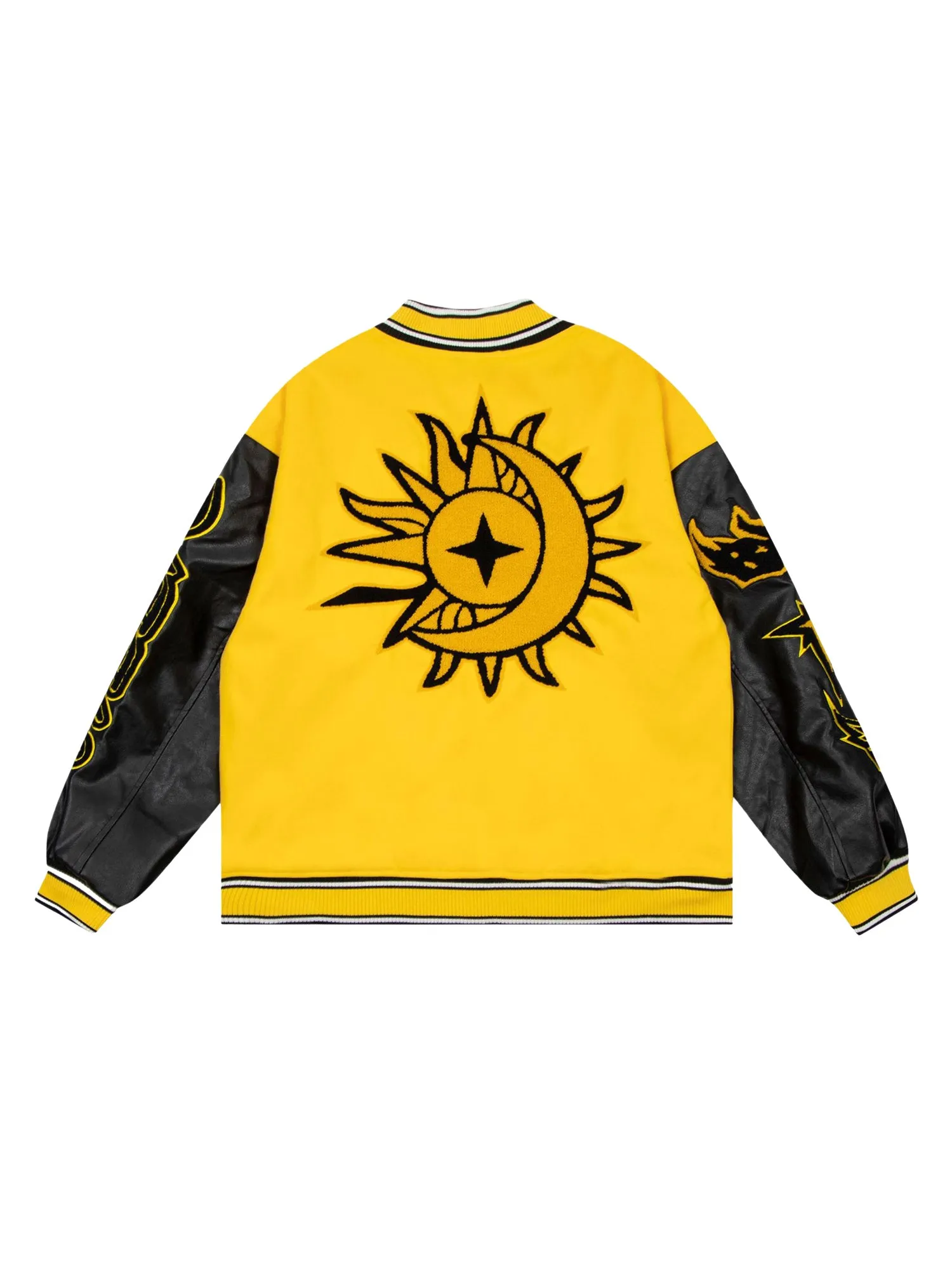 Thesupermade Flame Elements Letter Embroidery Baseball Jacket -1608