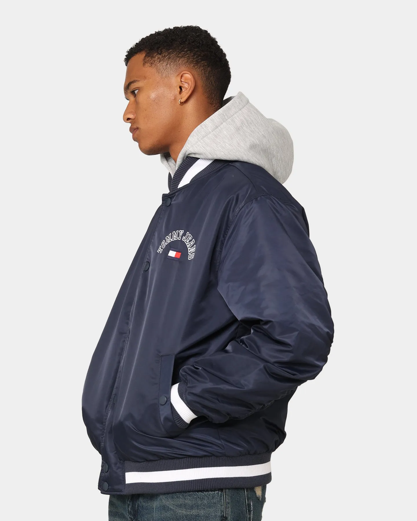 Tommy Jeans TJM Graphic Satin Bomber Jacket Twilight Navy