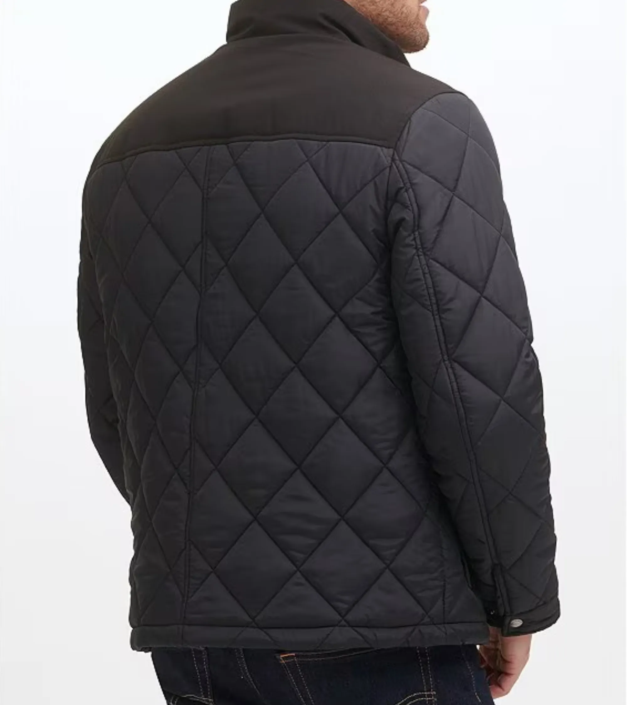 Tonal-Mixed-Media Sherpa Lined Quilted Jacket