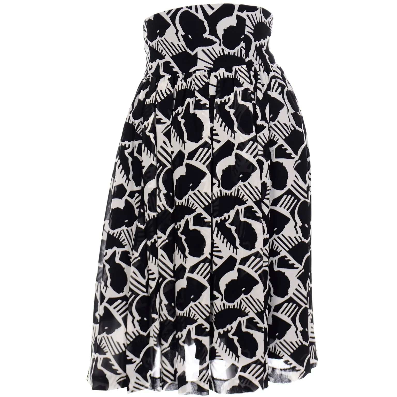 Vintage Karl Lagerfeld Black & White Self Portrait High Waist Skirt