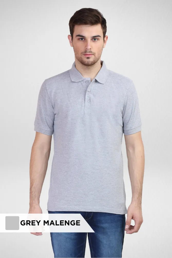 White and Grey Melange Polo T-Shirts Combo for Men