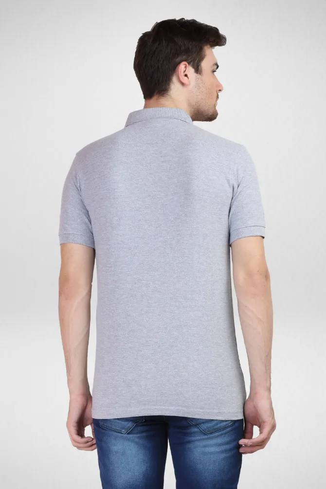 White and Grey Melange Polo T-Shirts Combo for Men