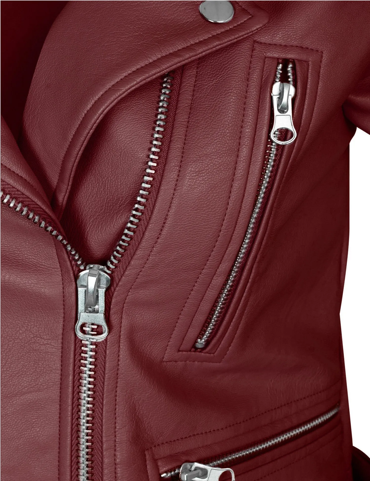 Women's Double Breasted Faux Leather Zip Up  Jacket