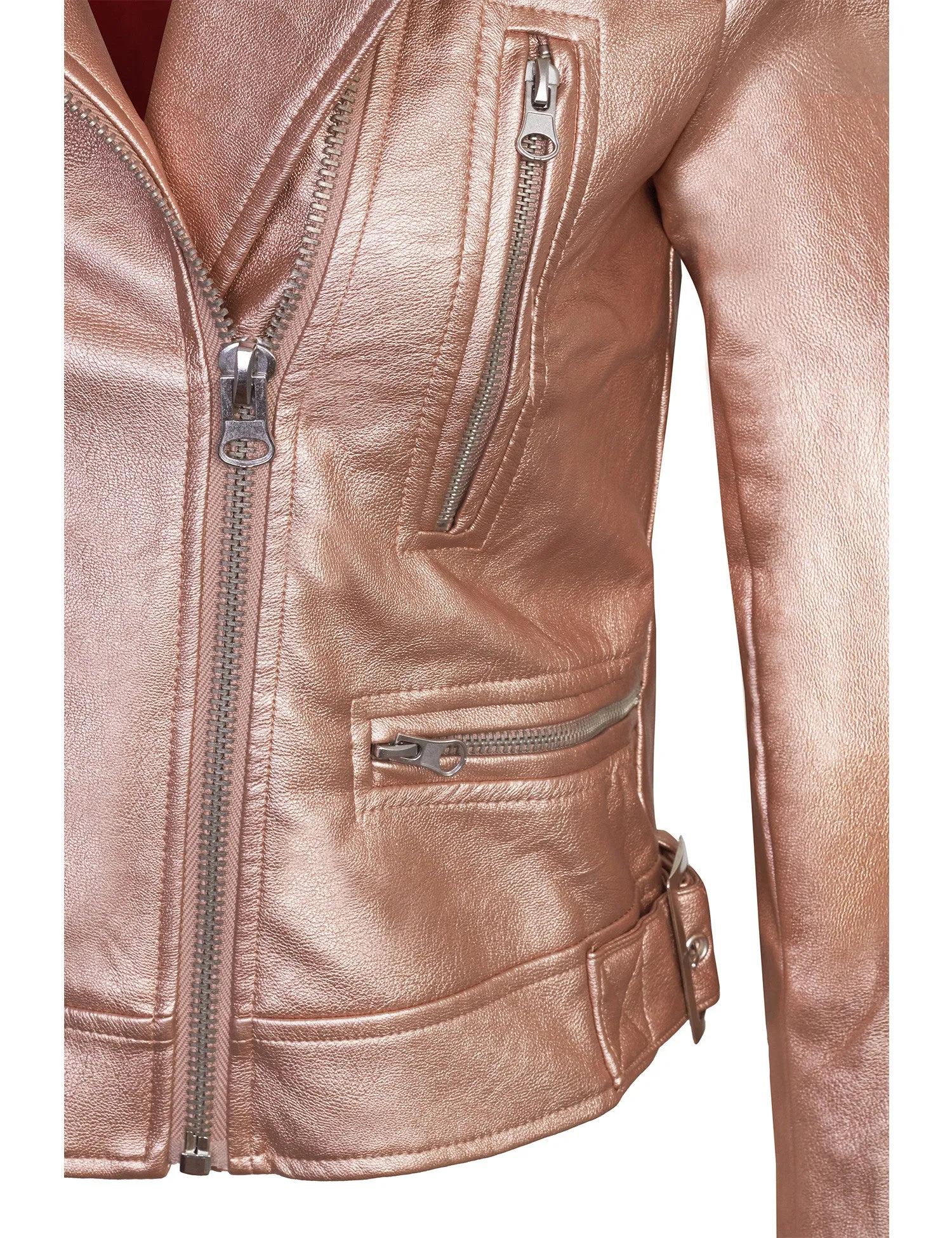 Women's Double Breasted Faux Leather Zip Up  Jacket