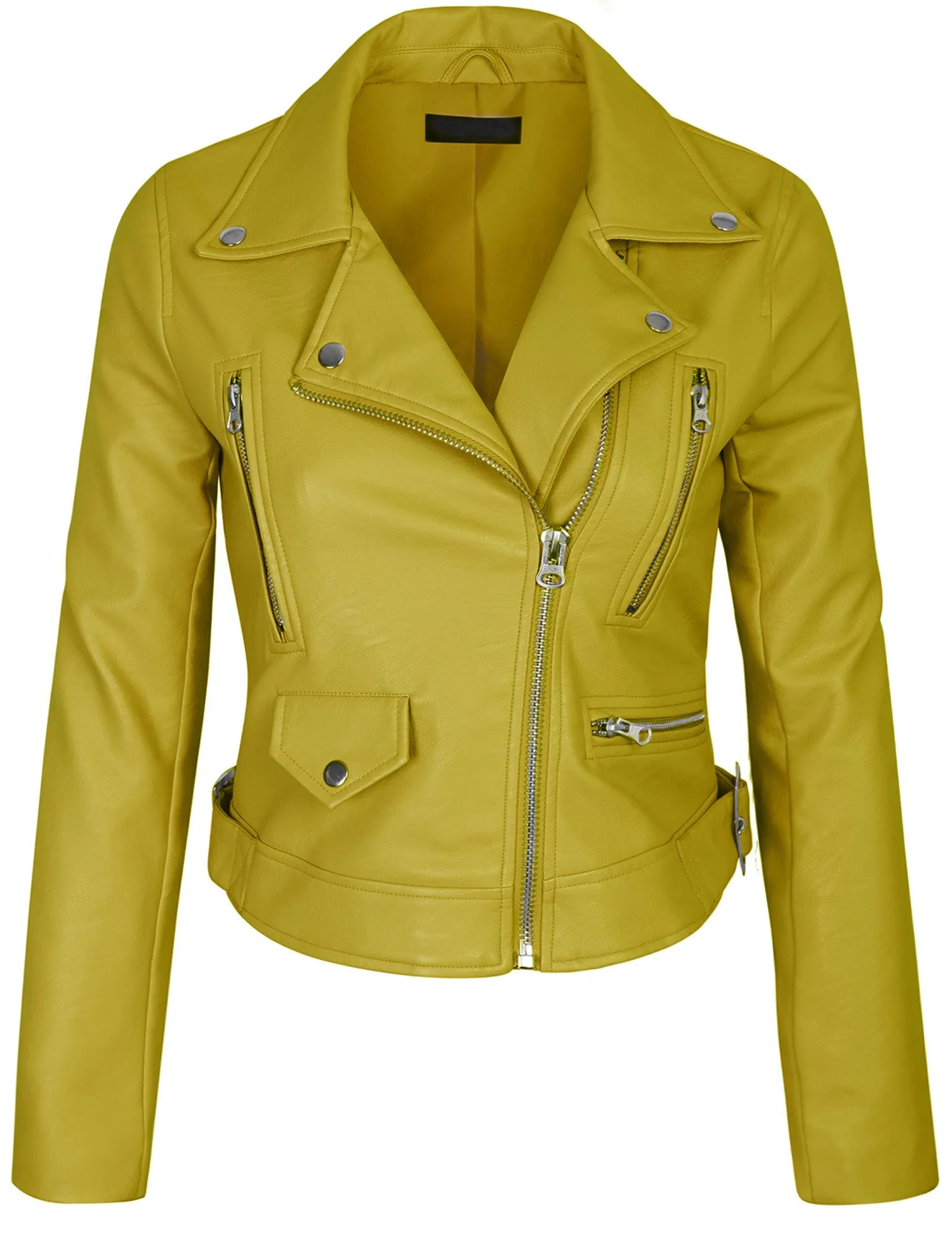 Women's Double Breasted Faux Leather Zip Up  Jacket