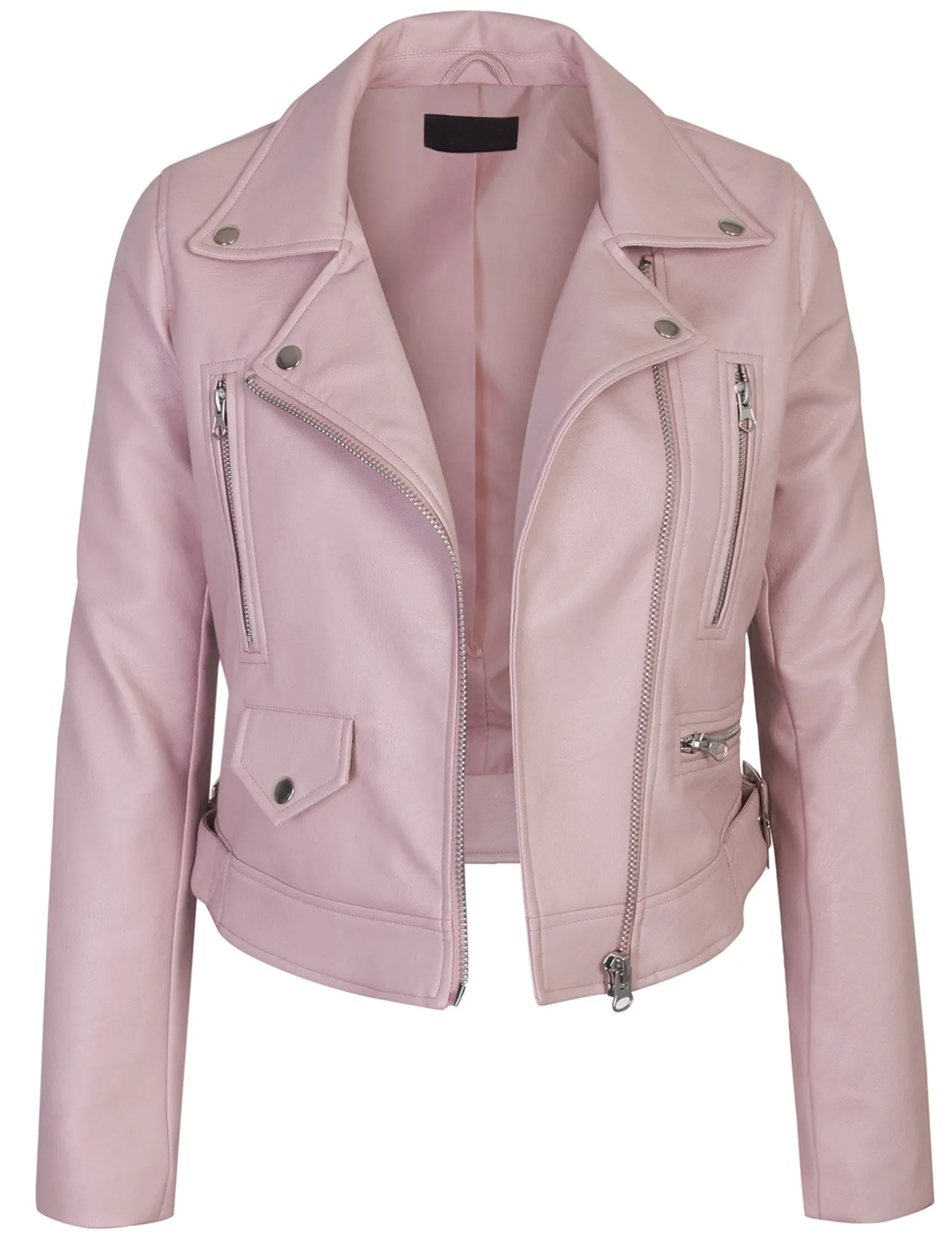 Women's Double Breasted Faux Leather Zip Up  Jacket