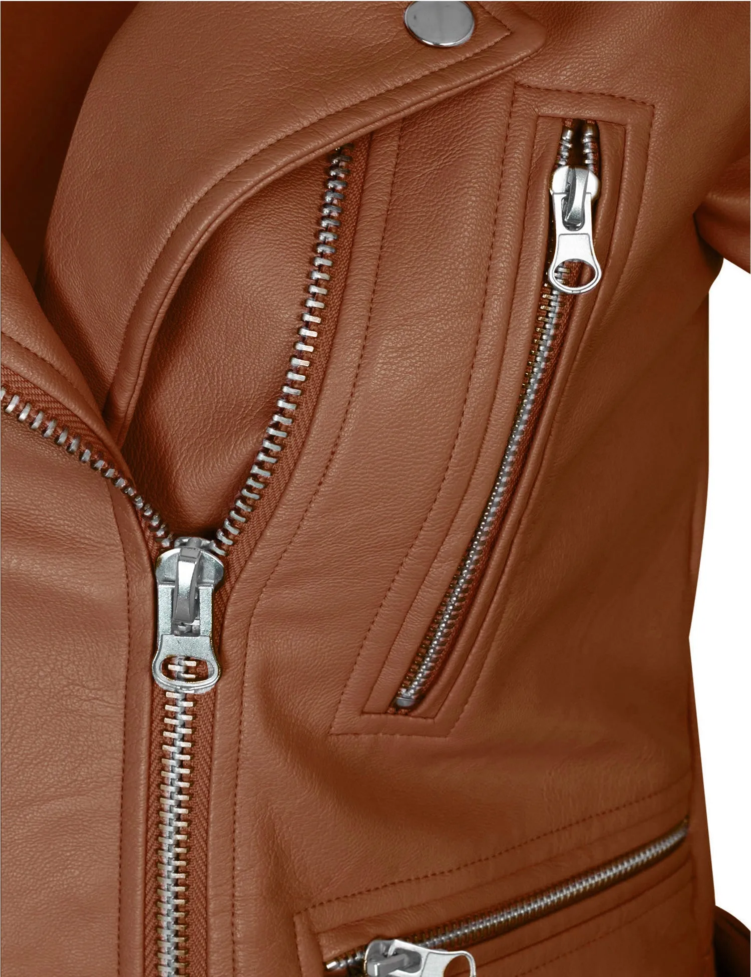 Women's Double Breasted Faux Leather Zip Up  Jacket