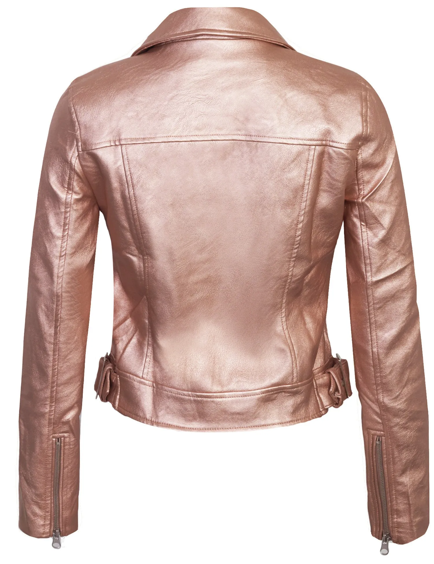 Women's Double Breasted Faux Leather Zip Up  Jacket