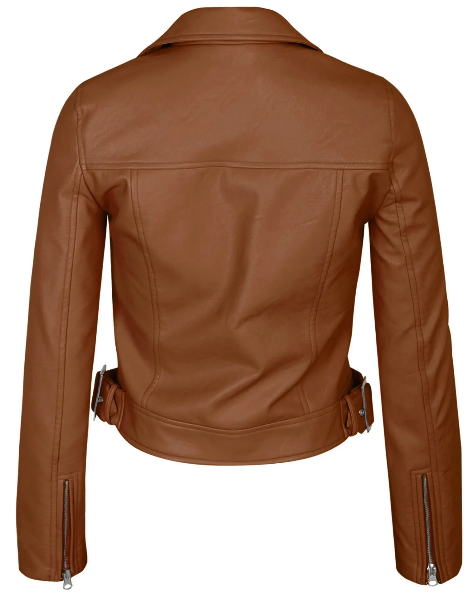 Women's Double Breasted Faux Leather Zip Up  Jacket