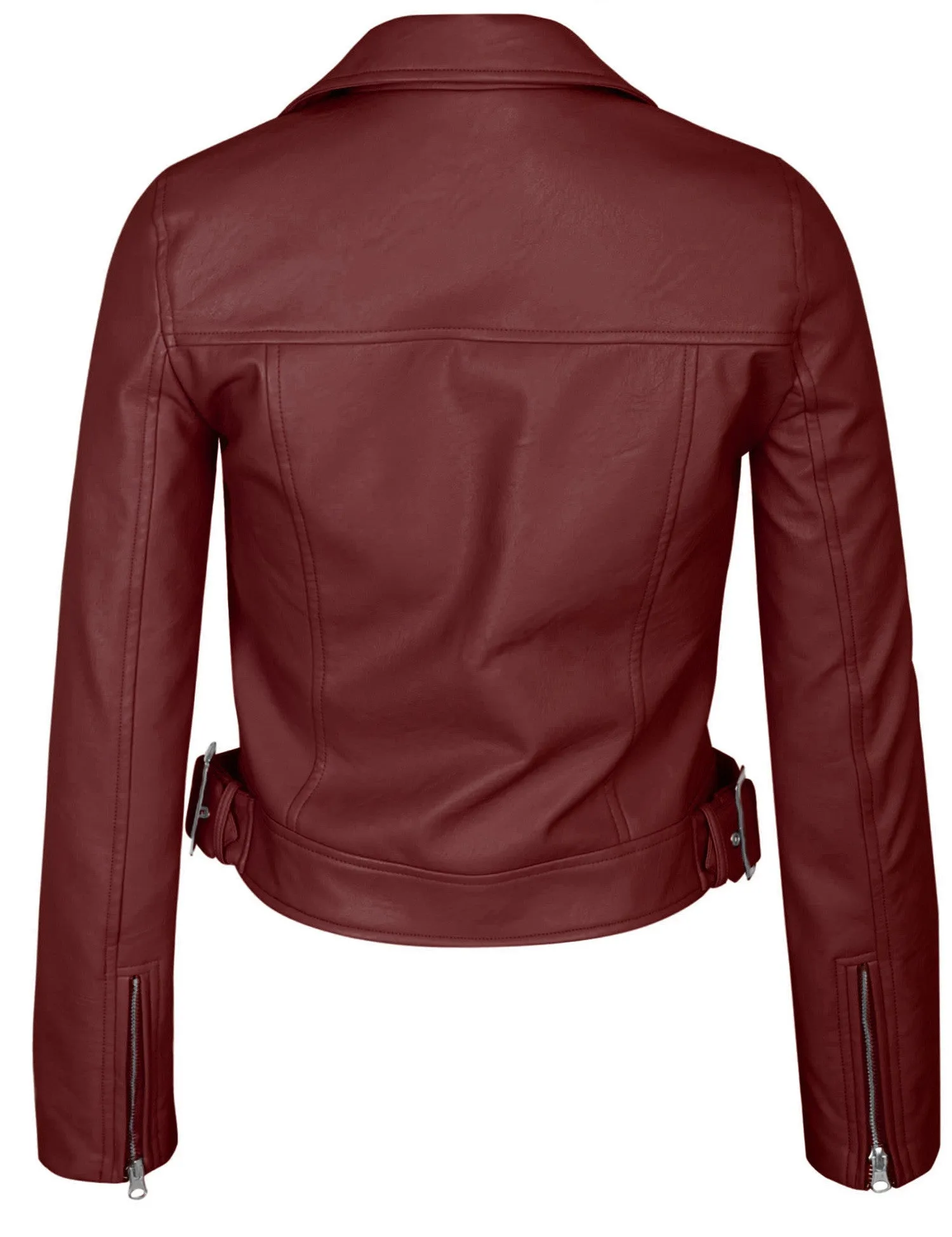 Women's Double Breasted Faux Leather Zip Up  Jacket