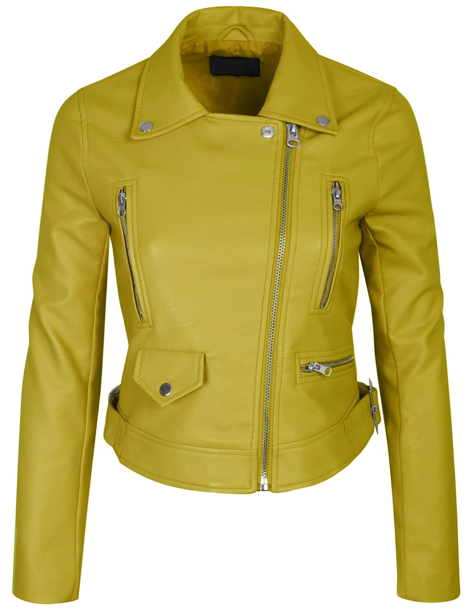 Women's Double Breasted Faux Leather Zip Up  Jacket