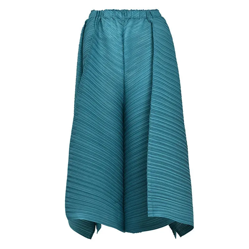 Women's Turquoise Casual Chic Pleated Two-Piece Set