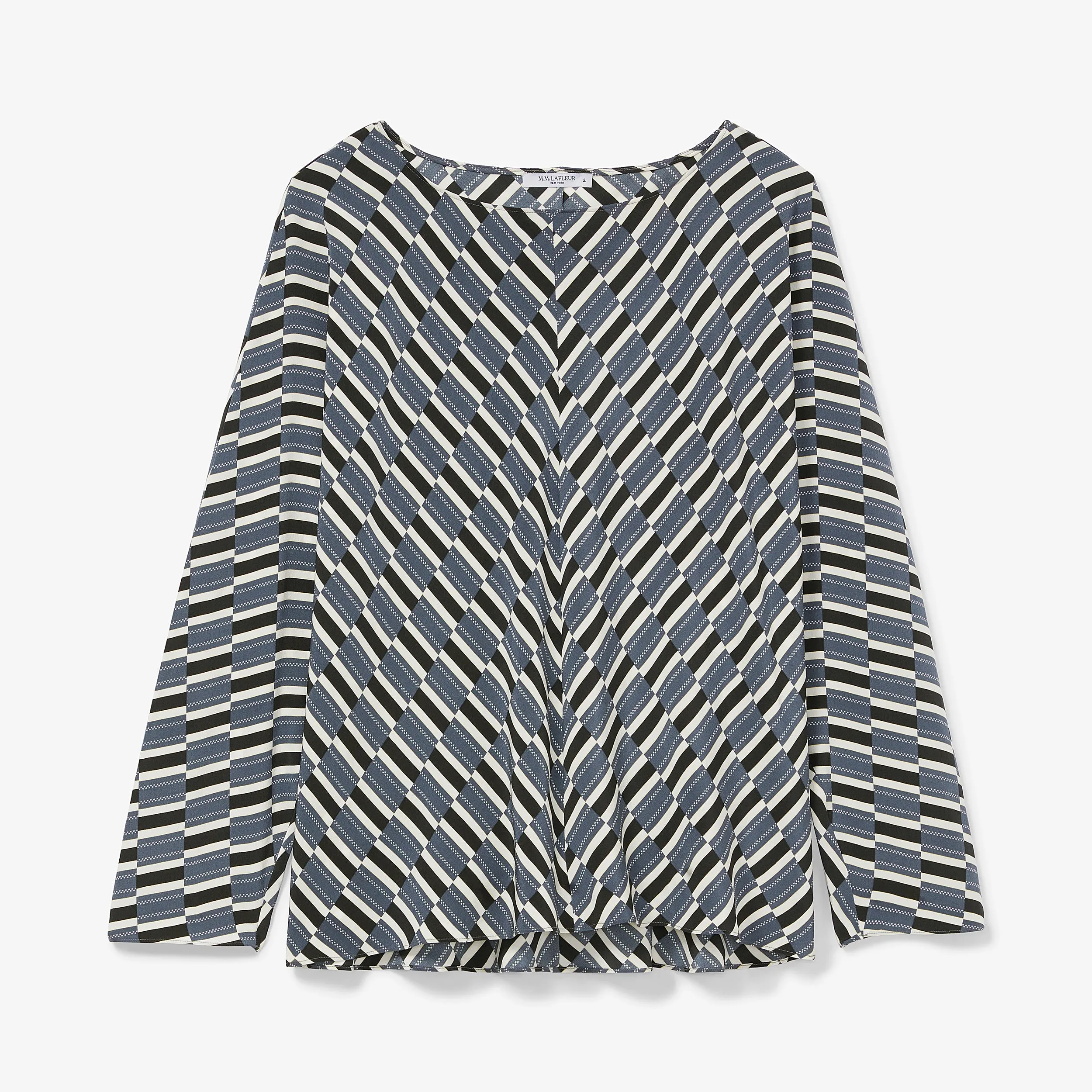 Wren Top - Arpeggio Print Washable Silk :: Blue / Black