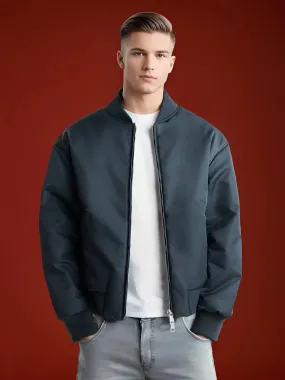 ZR Men's Double Zip Blue Bomber Jacket